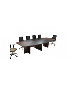 საკონფერენციო მაგიდა, მუქი კაკალი/შავი საკონფერენციო მაგიდა 350x160x75სმ., NOWA, 3 ხის ფეხით, ტ- 3.0, მუქი კაკალი/შავი, REN-NVA.05.35, REN-213050