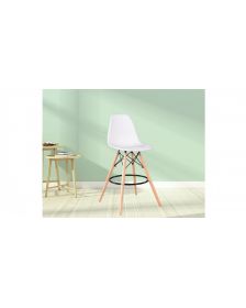 ბარის სკამი პლასტიკური ბარის სკამი პლასტიკური ზედაპირით, ხის ფეხით, მეტალის ჩარჩოთი, 55X46X107.5სმ., თეთრი, TW-T811-10/White, TW-928531
