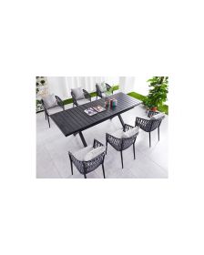 ბაღის მაგიდა ალუმინის, გასაშლელი ბაღის მაგიდა ალუმინის, გასაშლელი, მართკუთხედი, ხის (პოლივუდის) ზედაპირით, 180/240x90x76სმ, შავი, YF-YR-WV-T14, YF-620132