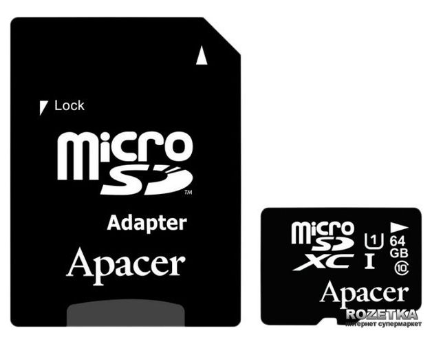 მეხსიერების ბარათი Apacer microSDXC UHS-I U1 Class10 64GB w/ 1 Adapter RP