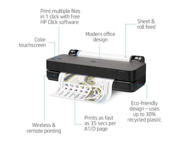 პრინტერი HP DesignJet T230 24" Large Format Wireless Plotter Printer Black