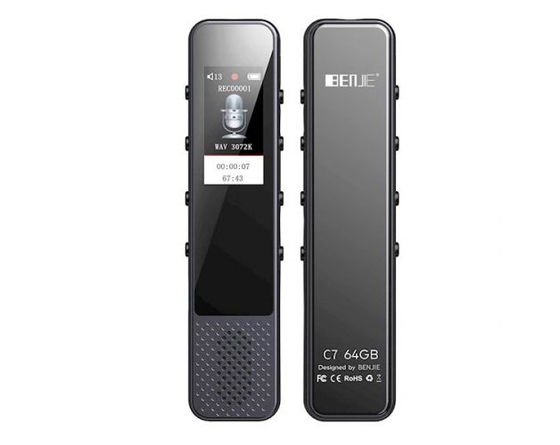 MP4 პლეერი + ხმის ჩამწერი Benjie BJ-C7, 1.0" OLED Screen, 16GB, MP4 Player + Voice recorder, Black/Silver