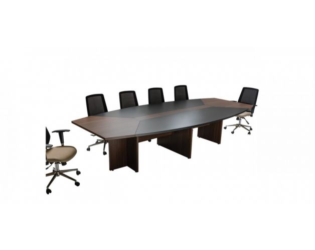 საკონფერენციო მაგიდა, მუქი კაკალი/შავი საკონფერენციო მაგიდა 350x160x75სმ., NOWA, 3 ხის ფეხით, ტ- 3.0, მუქი კაკალი/შავი, REN-NVA.05.35, REN-213050