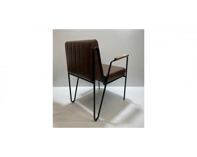 სკამი MONO სკამი MONO სახელურით, ყავისფერი ტყავის, შავი მეტალის ფეხით, თურქეთი, DEC-S-214/Zeugma Brown, DEC-351010