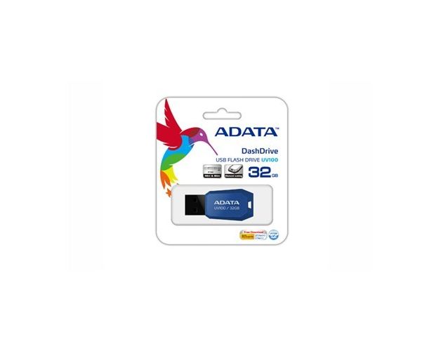 ფლეშ მეხსიერება ADATA UV100 32 GB, USB 2.0, Blue (AUV100-32G-RBL)